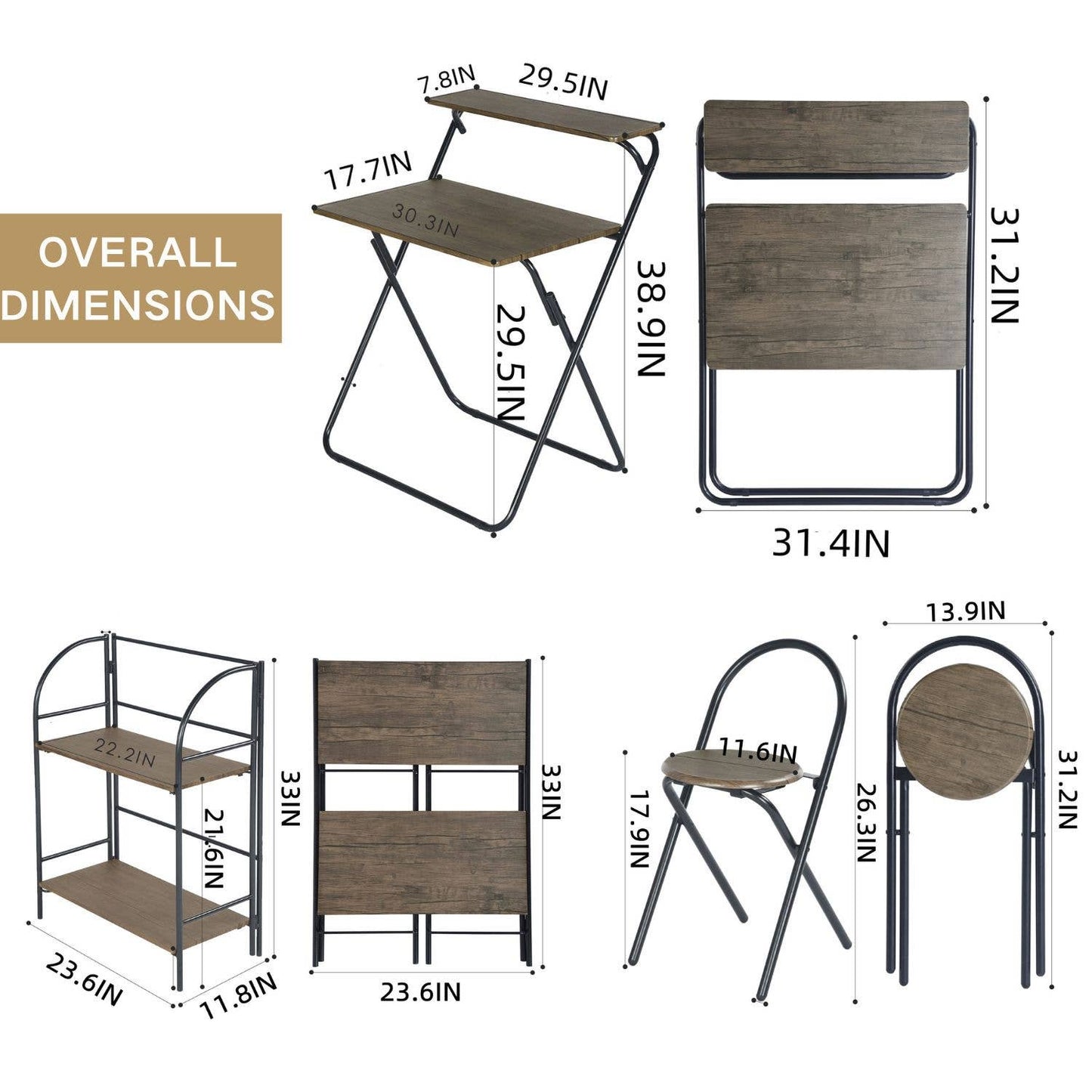 3 Pieces Office Set with Chair