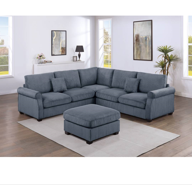 Corduroy Cloud Sofa with Ottoman Sectional Sofa