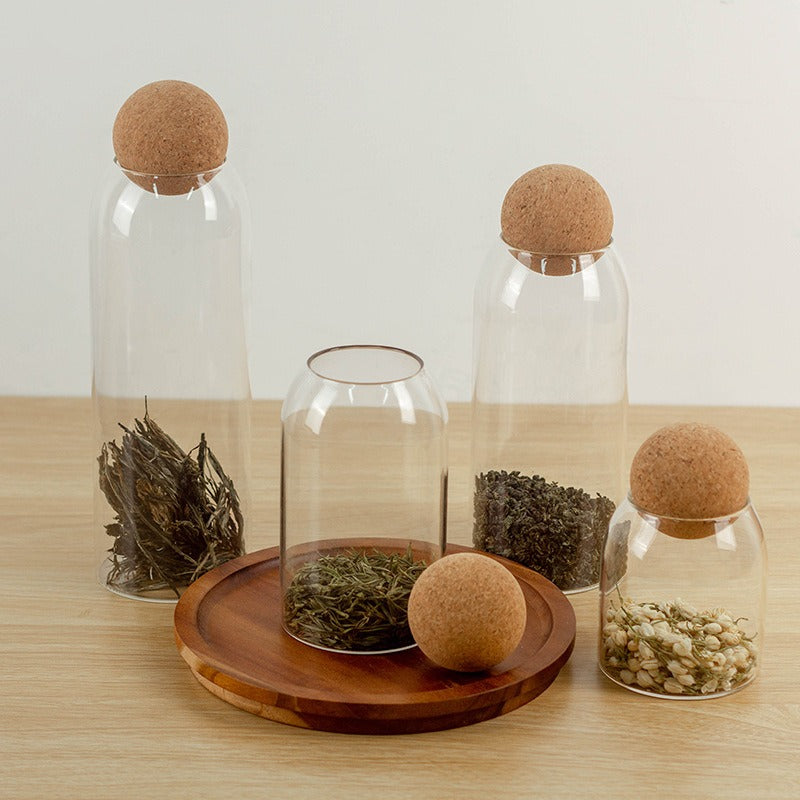 Glass Jar with Wood Lid Ball