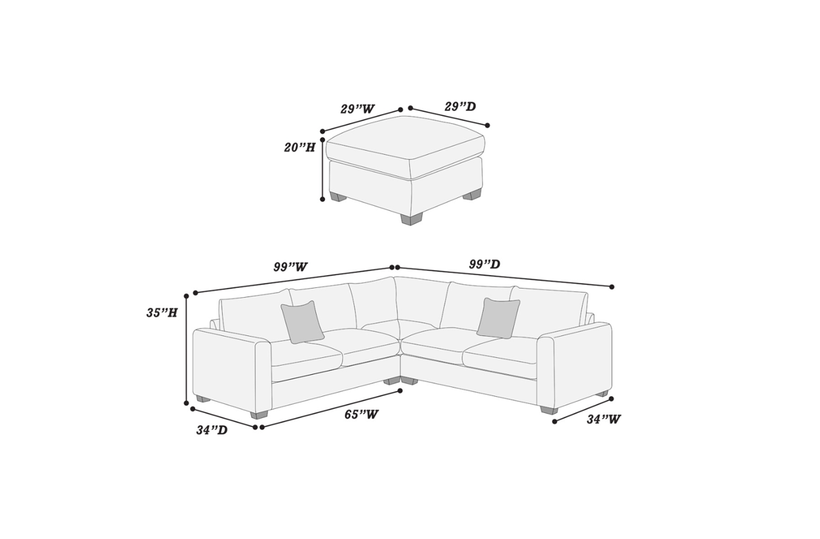 Corduroy Cloud Sofa with Ottoman Sectional Sofa