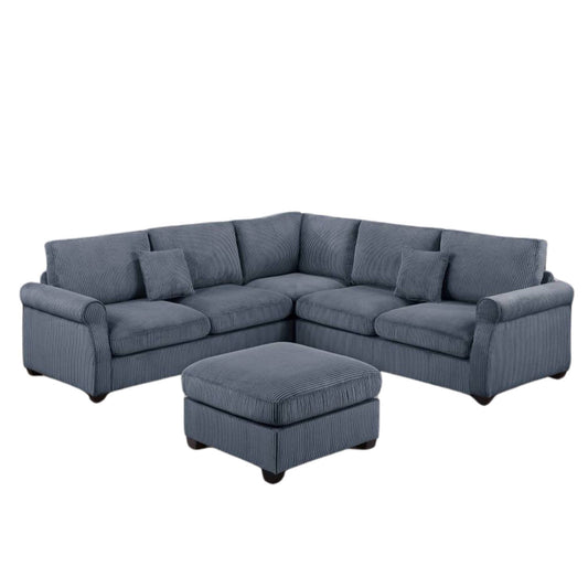 Corduroy Cloud Sofa with Ottoman Sectional Sofa