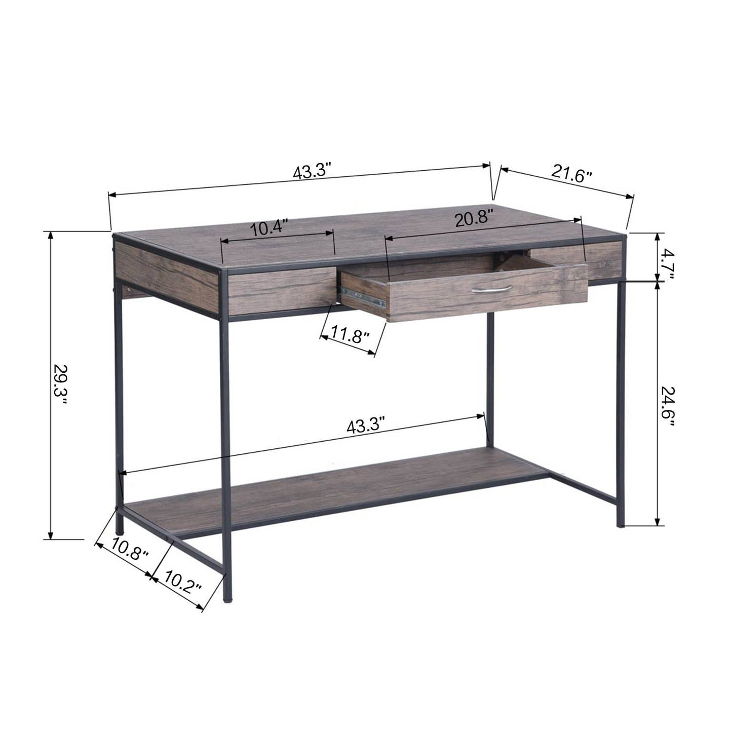 Desk with Drawer and Storage