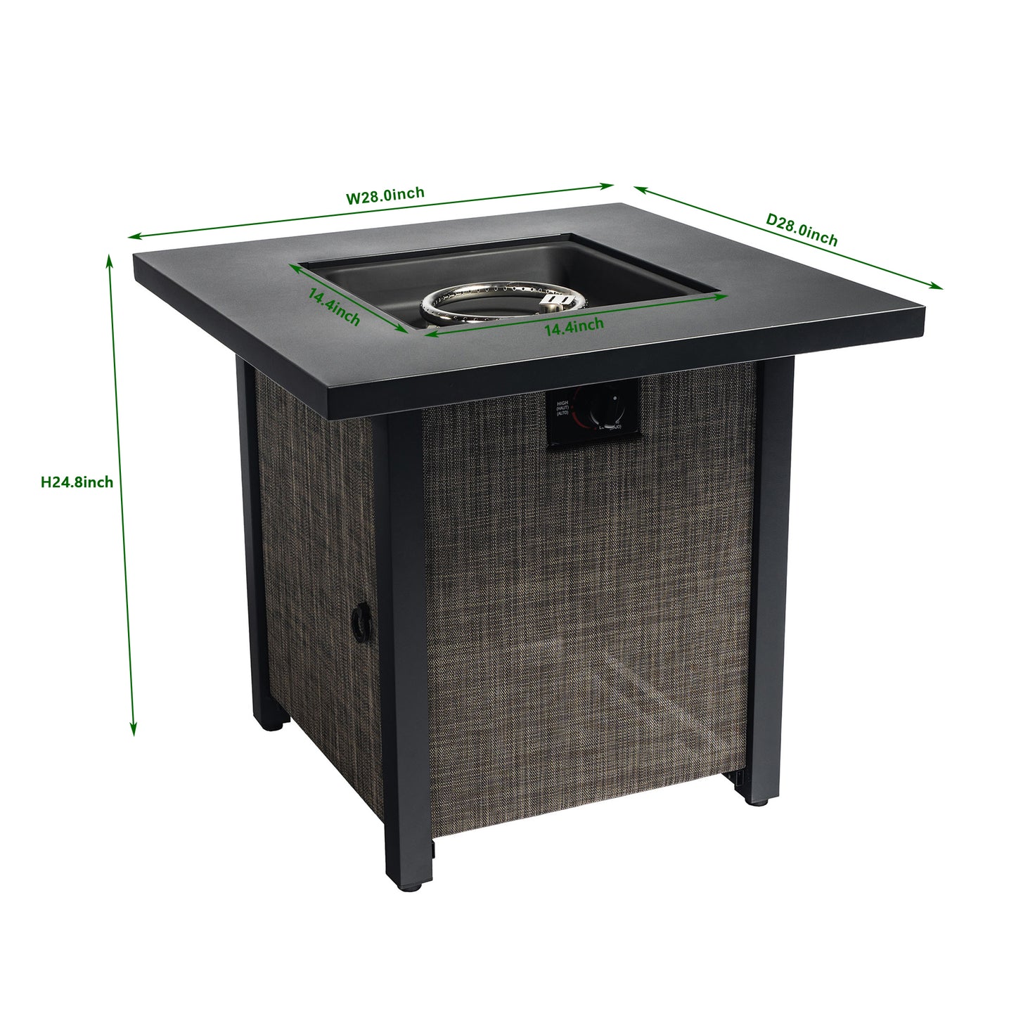 40000BTU Square Propane Fire Pit Table Steel Tabletop