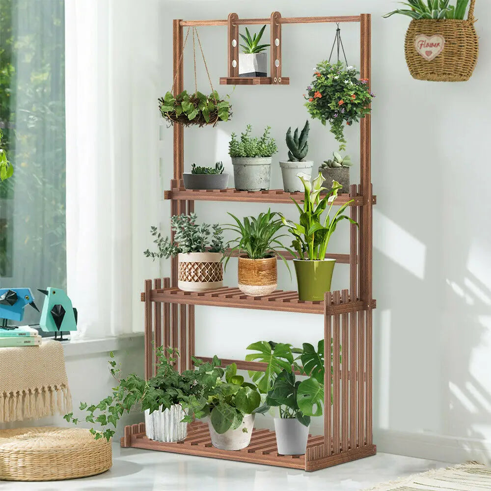 3-Tier Hanging Wood Plant Stand