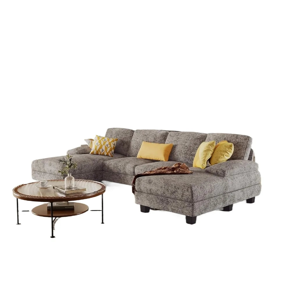 Sectional U-Shaped Sofa Linen