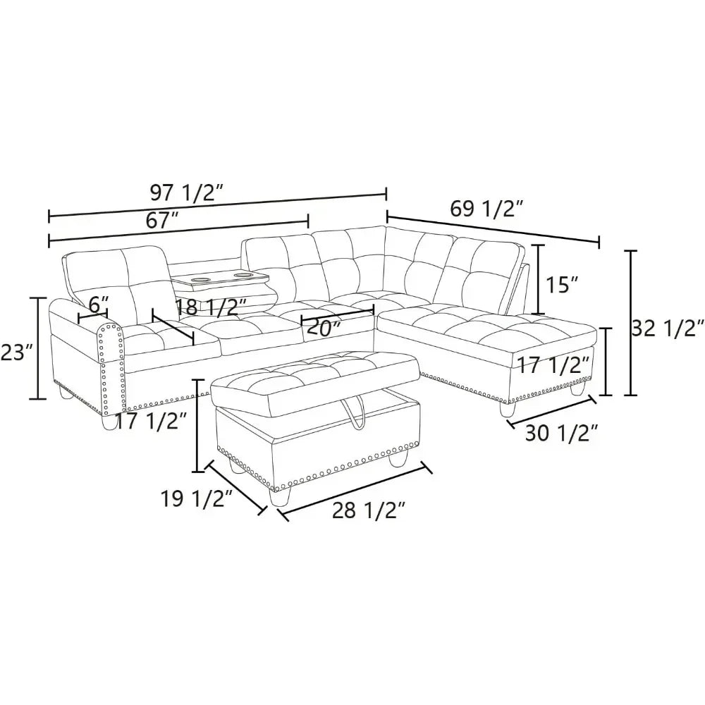 3-piece Modular Sofa Set