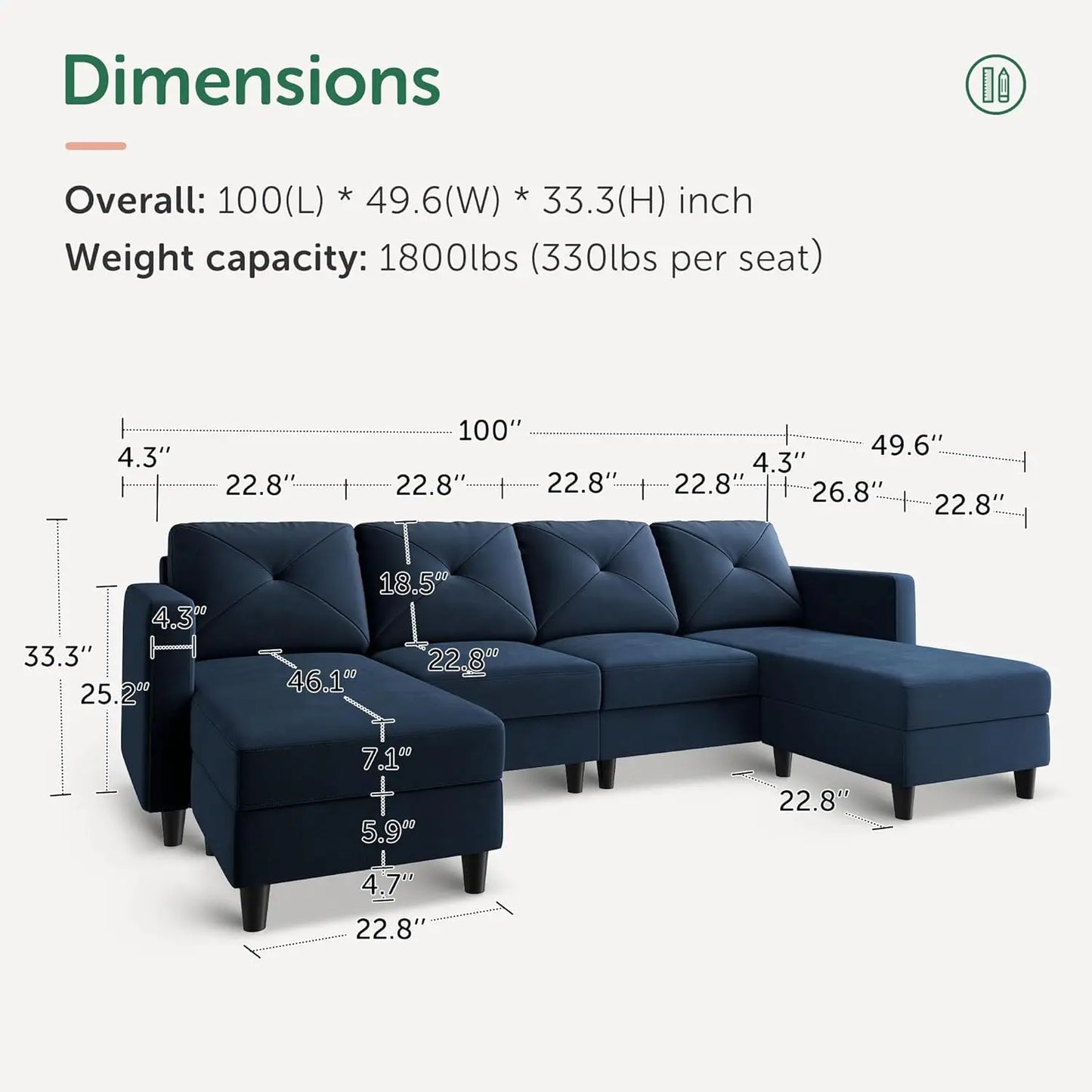 Chaise U Shaped Sectional Sofa