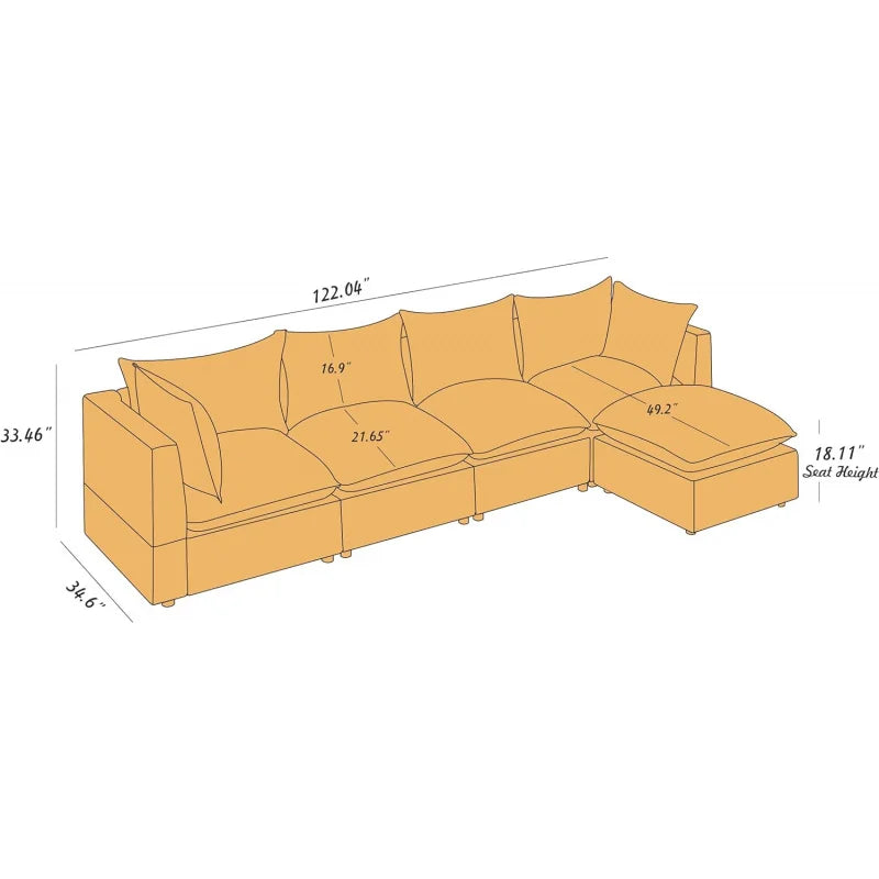 Modular Sectional L Shape 5 Seater Sofa