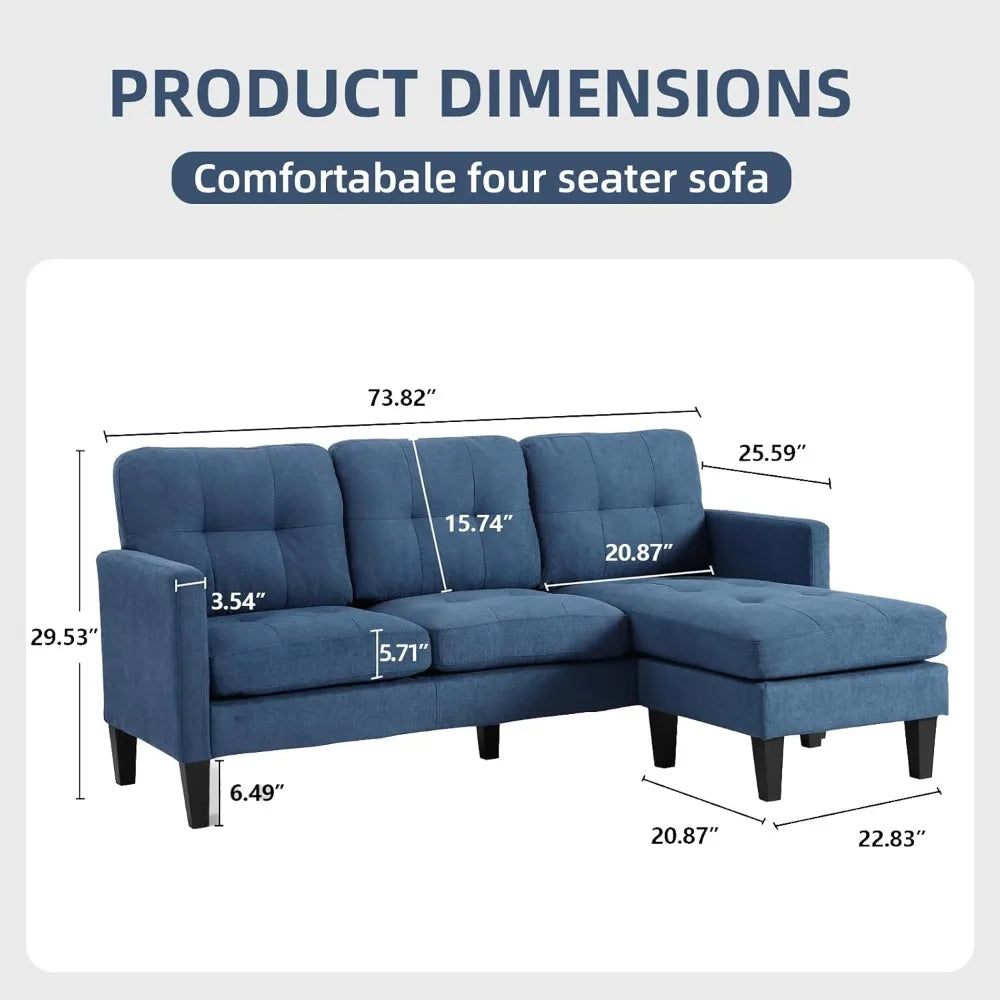 L-Shaped Sectional Convertible Sofa Sleeper