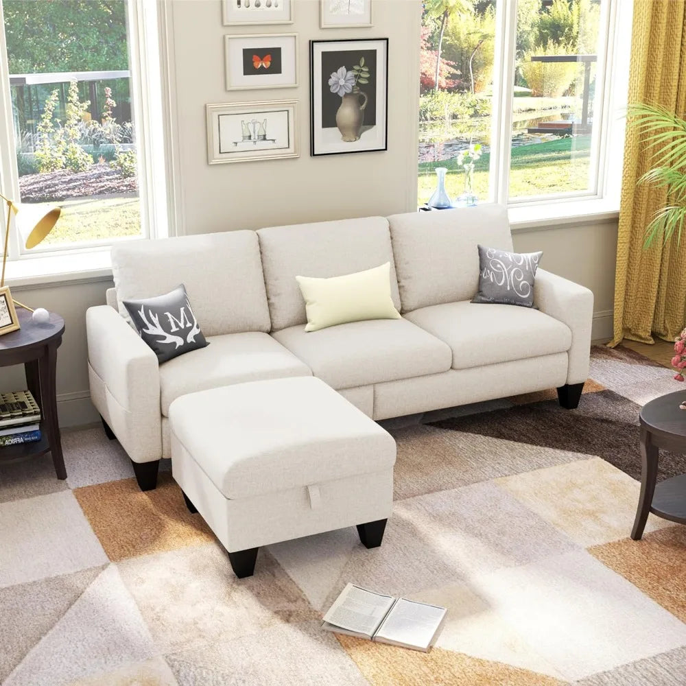 Convertible Sectional Sofa 3 Seat L-Shaped