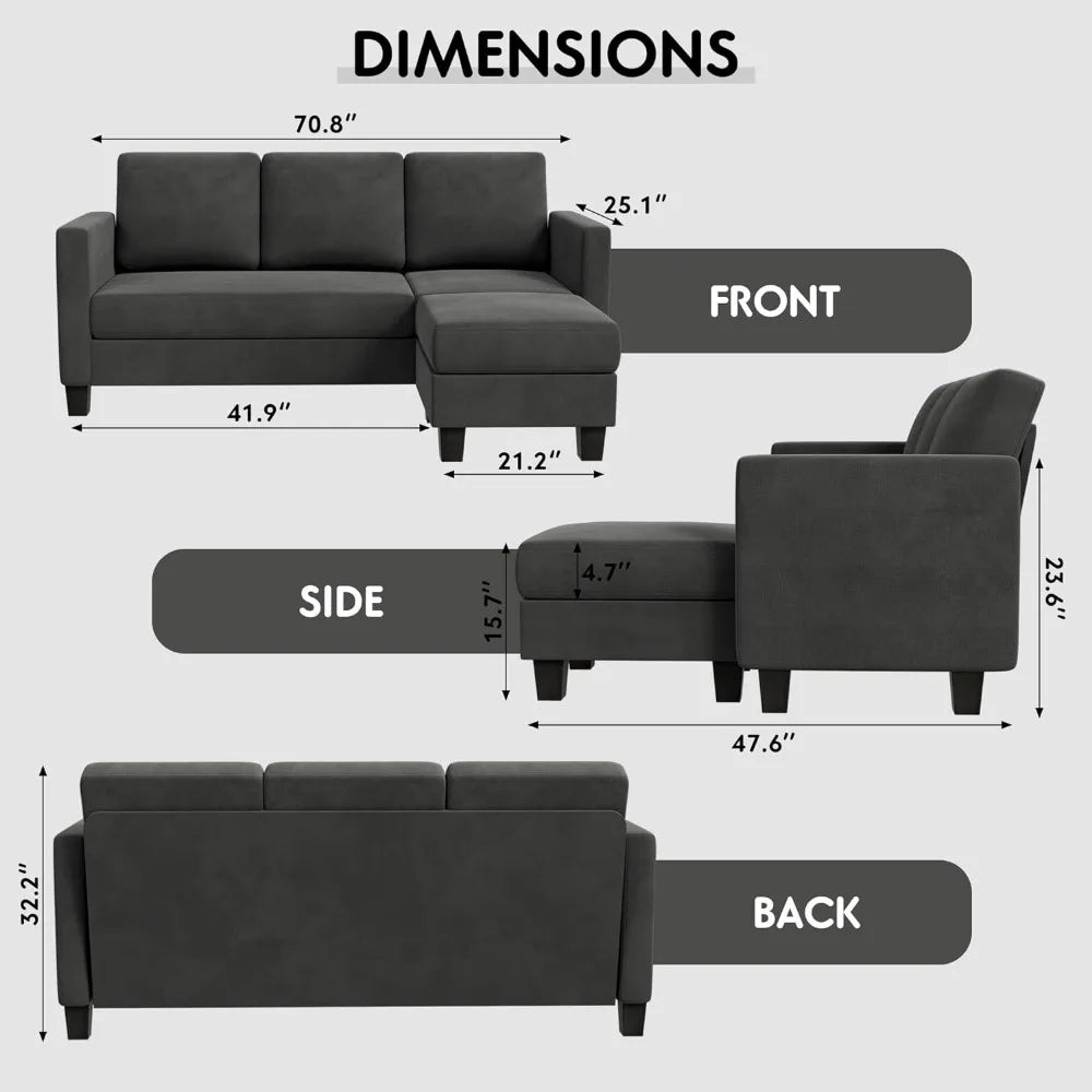 Convertible Sectional Soft Linen Sofa