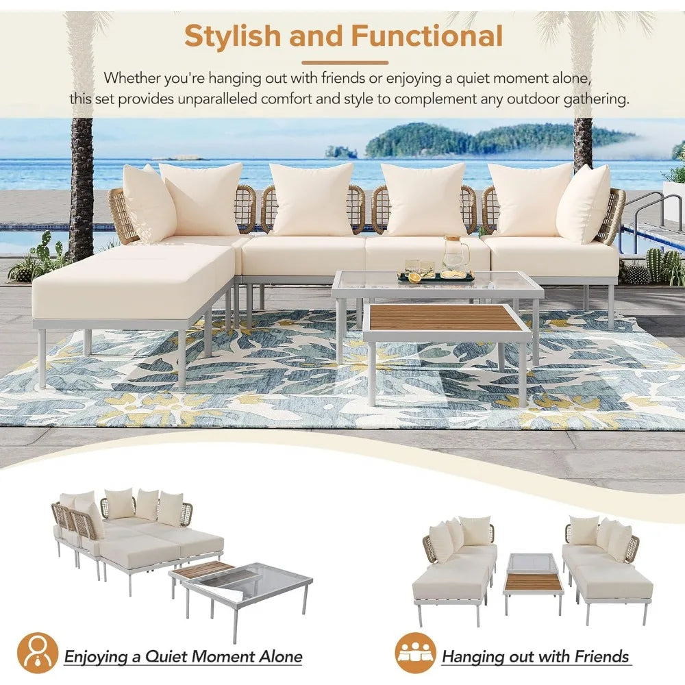 8Piece Patio Sectional Sofa Set