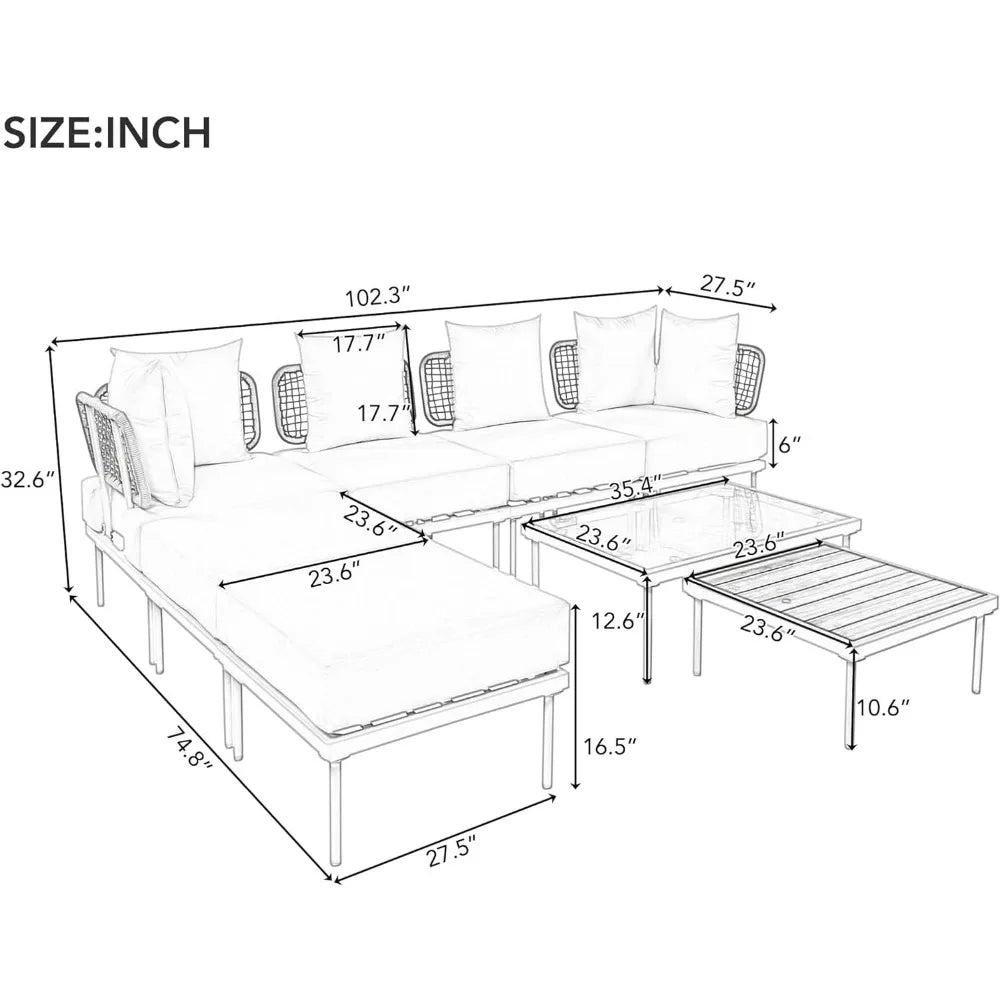 8Piece Patio Sectional Sofa Set