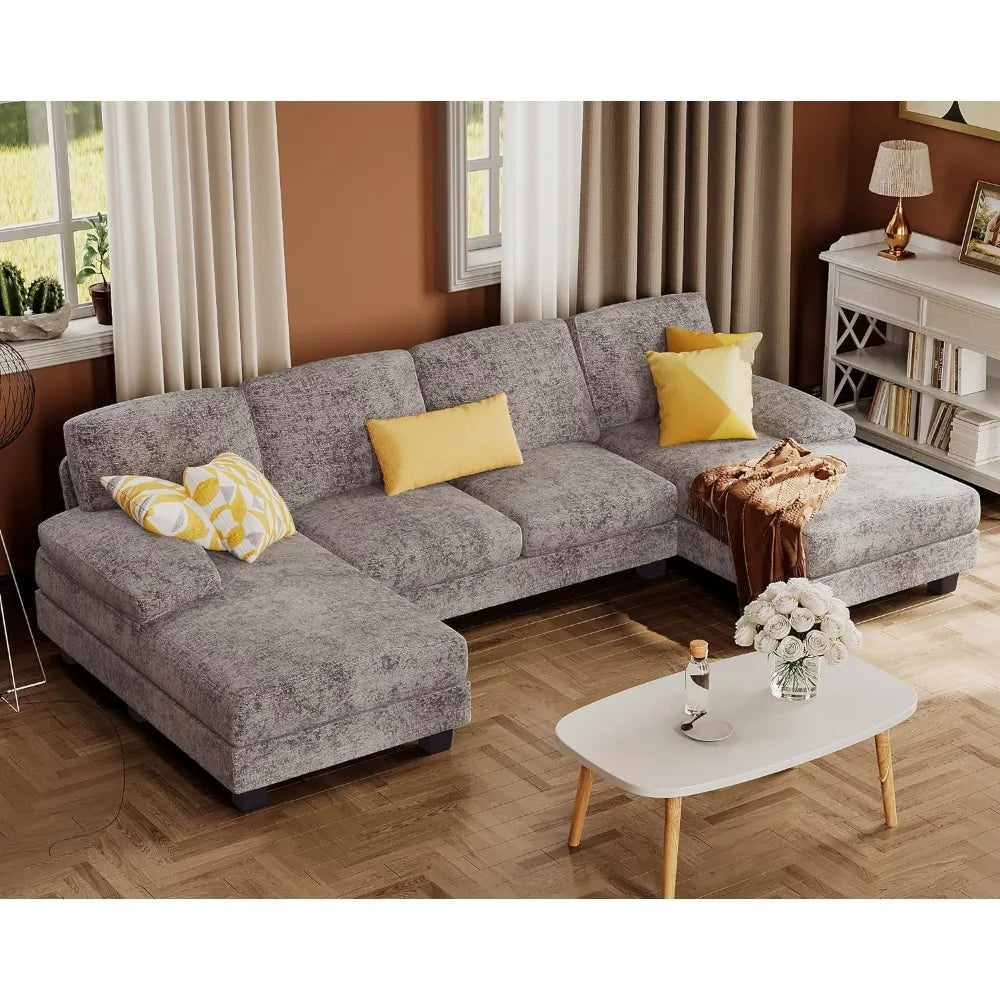 Sectional U-Shaped Sofa Linen