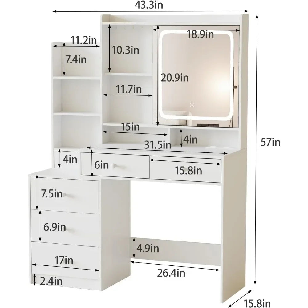 Vanity Desk w/ Mirror & Lights