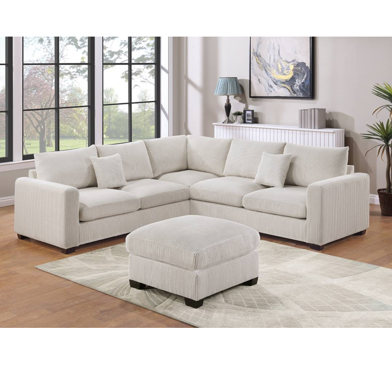 Corduroy Cloud Sofa with Ottoman Sectional Sofa