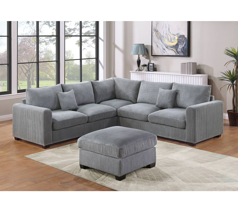 Corduroy Cloud Sofa with Ottoman Sectional Sofa