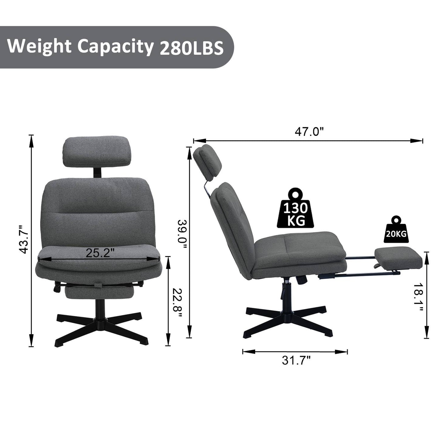 Reclining Office Chair with Adjustable Footrest