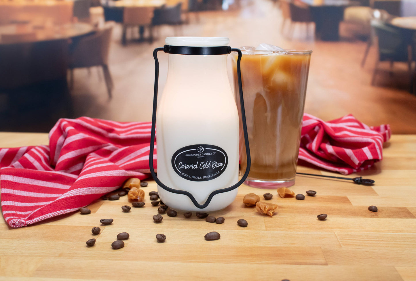 14 oz Milkbottle Candle: Caramel Cold Brew